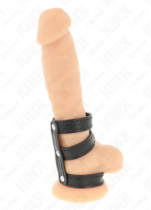 KINK - DREIFACH LEDER PENISRING MIT DRUCKVERSCHLUSS