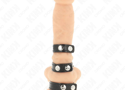 KINK - DREIFACH LEDER PENISRING MIT DRUCKVERSCHLUSS