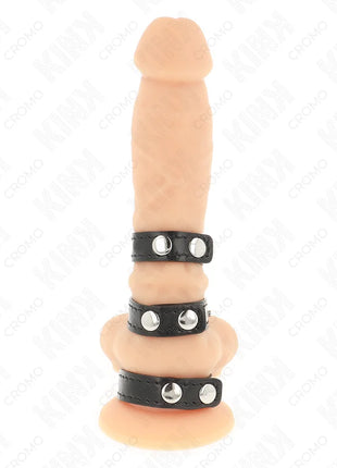 KINK - DREIFACH LEDER PENISRING MIT DRUCKVERSCHLUSS
