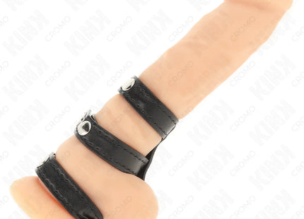 KINK - DREIFACH LEDER PENISRING MIT DRUCKVERSCHLUSS