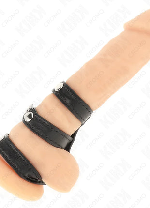 KINK - DREIFACH LEDER PENISRING MIT DRUCKVERSCHLUSS