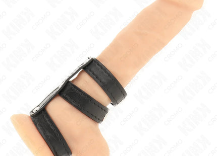 KINK - DREIFACH LEDER PENISRING MIT DRUCKVERSCHLUSS