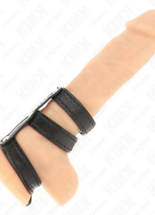 KINK - DREIFACH LEDER PENISRING MIT DRUCKVERSCHLUSS