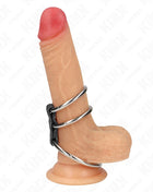 KINK - DREIFACH METALL PENISRING 3,7 CM BIS 5 CM MIT LEDER VERBUNDEN
