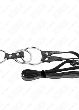 KINK - DREIFACH METALL PENISRING 3,8 CM BIS 5 CM MIT LEDERGURTE 112 CM