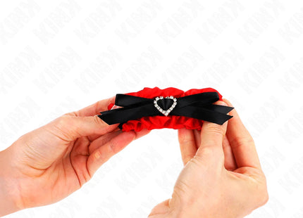 KINK - ELASTISCHE HANDGELENKSFESSELN AUS SPITZE MIT ROTEN HERZDETAILS VERSTELLBAR 22-35 CM