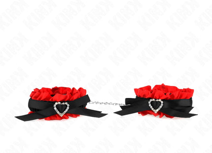 KINK - ELASTISCHE HANDGELENKSFESSELN AUS SPITZE MIT ROTEN HERZDETAILS VERSTELLBAR 22-35 CM