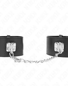 KINK - FESTE HANDGELENKFESSELN MIT KETTE 30 CM UND VORHÄNGESCHLOSS VERSCHLUSS SCHWARZ VERSTELLBAR 16-23 CM X 5,5 CM