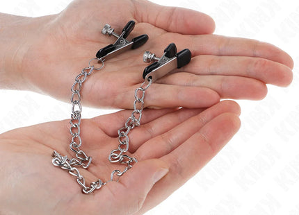 KINK - FLACHE KETTE NIPPELKLEMMEN SILBER 34 CM