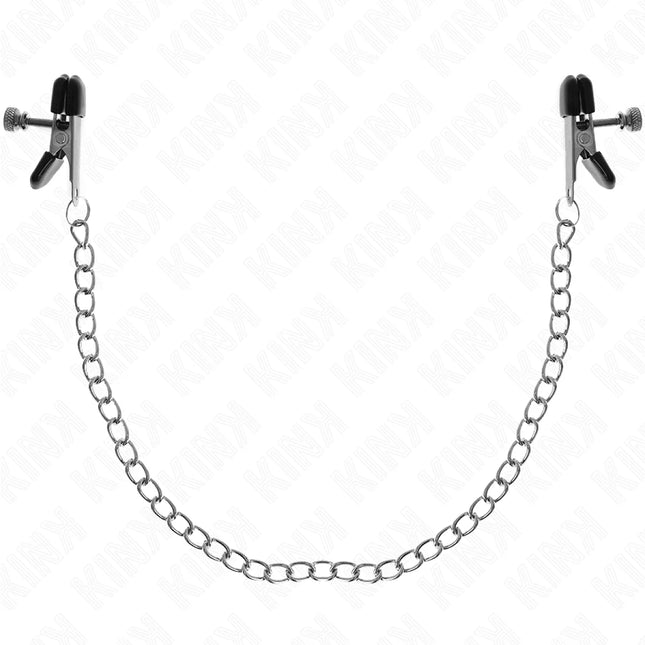 KINK - FLACHE KETTE NIPPELKLEMMEN SILBER 34 CM