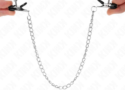 KINK - FLACHE KETTE NIPPELKLEMMEN SILBER 34 CM