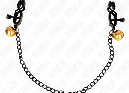 KINK - FLACHE KETTE NIPPELKLEMMEN UND GLOCKE SILBER 30 CM