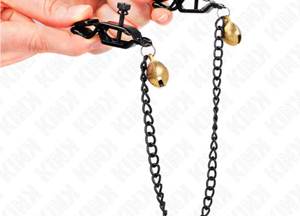 KINK - FLACHE KETTE NIPPELKLEMMEN UND GLOCKE SILBER 30 CM