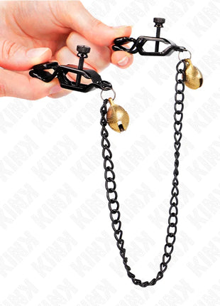 KINK - FLACHE KETTE NIPPELKLEMMEN UND GLOCKE SILBER 30 CM