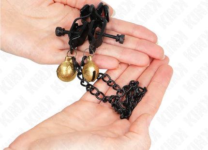 KINK - FLACHE KETTE NIPPELKLEMMEN UND GLOCKE SILBER 30 CM