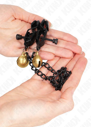 KINK - FLACHE KETTE NIPPELKLEMMEN UND GLOCKE SILBER 30 CM