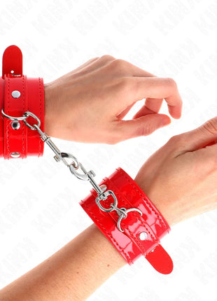 KINK - GLÄNZENDE HANDMANSCHETTEN ROT VERSTELLBAR 23-33 CM