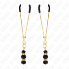 KINK - GOLDENE DÜNNE NIPPELKLEMMEN MIT 3 SCHWARZEN GLASPERLEN 7 CM