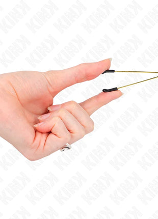 KINK - GOLDENE DÜNNE NIPPELKLEMMEN MIT 3 SCHWARZEN GLASPERLEN 7 CM