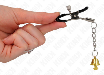 KINK - GOLDENE NIPPELKLEMMEN MIT GLOCKENANHÄNGER 6 CM
