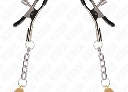 KINK - GOLDENE NIPPELKLEMMEN MIT GLOCKENANHÄNGER 6 CM