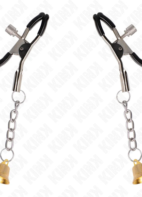 KINK - GOLDENE NIPPELKLEMMEN MIT GLOCKENANHÄNGER 6 CM