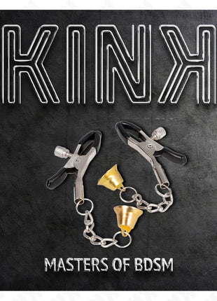 KINK - GOLDENE NIPPELKLEMMEN MIT GLOCKENANHÄNGER 6 CM