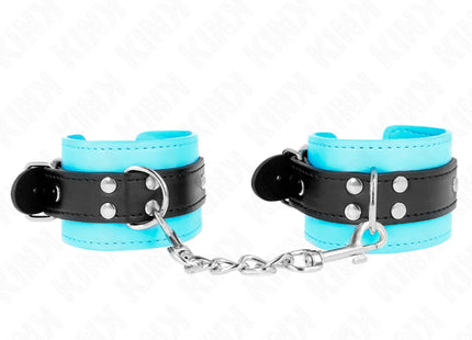 KINK - HAKEN-HANDFESSELN BLAU PELZGEFÜTTERT VERSTELLBAR 20-28 CM X 5,5 CM