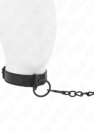 KINK - HALSBAND MIT DUNKLER LEINE 65 CM VERSTELLBAR 37-54 CM X 3 CM