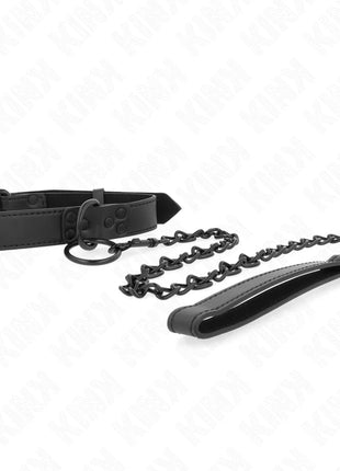 KINK - HALSBAND MIT DUNKLER LEINE 65 CM VERSTELLBAR 37-54 CM X 3 CM