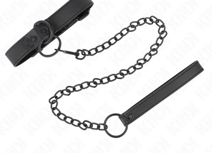 KINK - HALSBAND MIT DUNKLER LEINE 65 CM VERSTELLBAR 37-54 CM X 3 CM