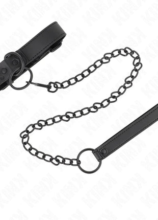 KINK - HALSBAND MIT DUNKLER LEINE 65 CM VERSTELLBAR 37-54 CM X 3 CM