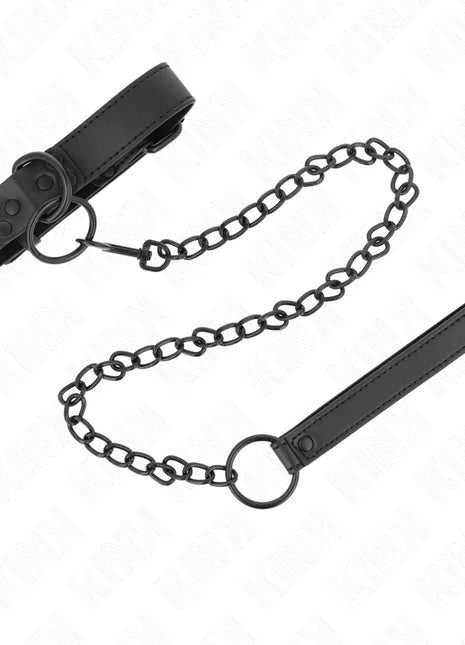 KINK - HALSBAND MIT DUNKLER LEINE 65 CM VERSTELLBAR 37-54 CM X 3 CM