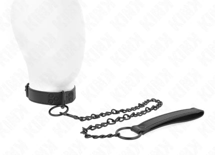 KINK - HALSBAND MIT DUNKLER LEINE 65 CM VERSTELLBAR 37-54 CM X 3 CM