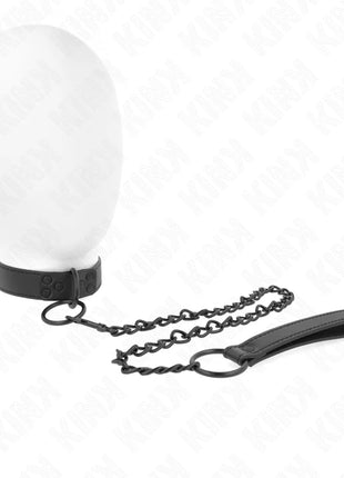 KINK - HALSBAND MIT DUNKLER LEINE 65 CM VERSTELLBAR 37-54 CM X 3 CM