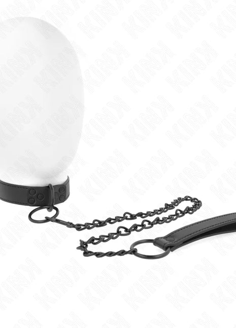KINK - HALSBAND MIT DUNKLER LEINE 65 CM VERSTELLBAR 37-54 CM X 3 CM