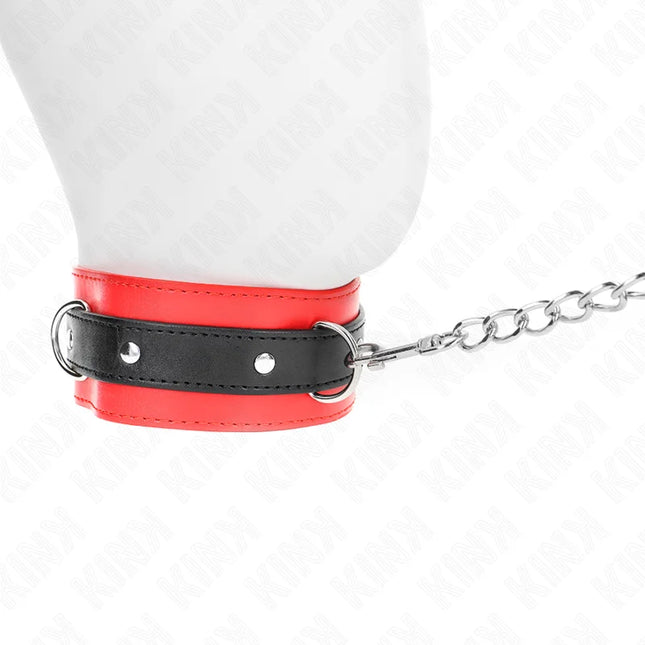 KINK - HALSBAND MIT GÜRTEL 65 CM MIT RIEMEN ROT 54 X 4,5 CM