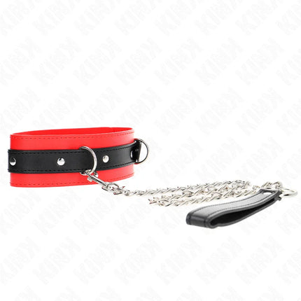 KINK - HALSBAND MIT GÜRTEL 65 CM MIT RIEMEN ROT 54 X 4,5 CM