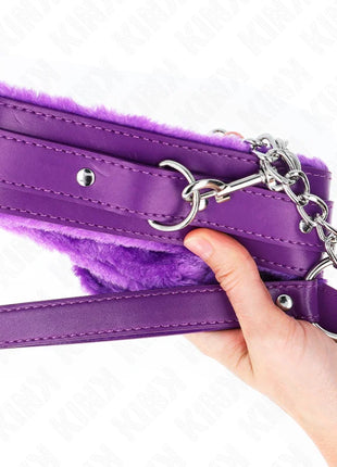 KINK - HALSBAND MIT LEINE 65 CM MIT EINSCHRÄNKUNGEN LILA 36-42 CM X 5,5 CM