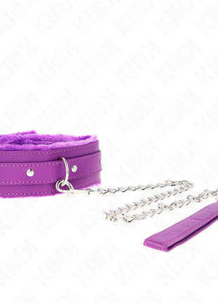 KINK - HALSBAND MIT LEINE 65 CM MIT EINSCHRÄNKUNGEN LILA 36-42 CM X 5,5 CM
