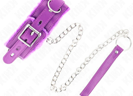 KINK - HALSBAND MIT LEINE 65 CM MIT EINSCHRÄNKUNGEN LILA 36-42 CM X 5,5 CM