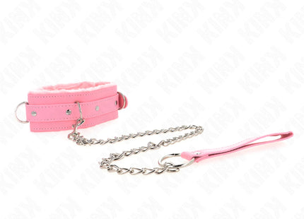 KINK - HALSBAND MIT LEINE 65 CM MIT EINSCHRÄNKUNGEN ROSA 36-42 CM X 5,5 CM