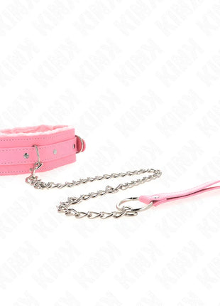 KINK - HALSBAND MIT LEINE 65 CM MIT EINSCHRÄNKUNGEN ROSA 36-42 CM X 5,5 CM