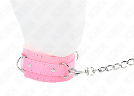 KINK - HALSBAND MIT LEINE 65 CM MIT EINSCHRÄNKUNGEN ROSA 36-42 CM X 5,5 CM