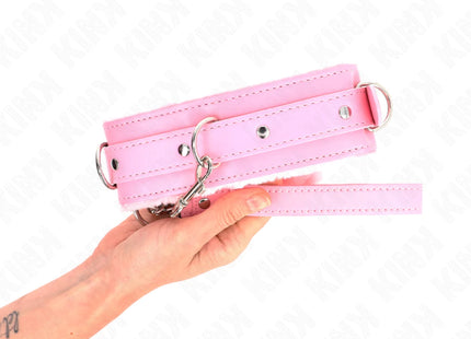 KINK - HALSBAND MIT LEINE 65 CM MIT EINSCHRÄNKUNGEN ROSA 36-42 CM X 5,5 CM