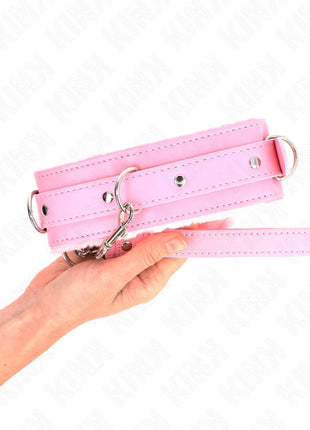 KINK - HALSBAND MIT LEINE 65 CM MIT EINSCHRÄNKUNGEN ROSA 36-42 CM X 5,5 CM