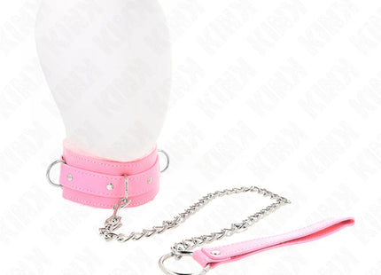 KINK - HALSBAND MIT LEINE 65 CM MIT EINSCHRÄNKUNGEN ROSA 36-42 CM X 5,5 CM
