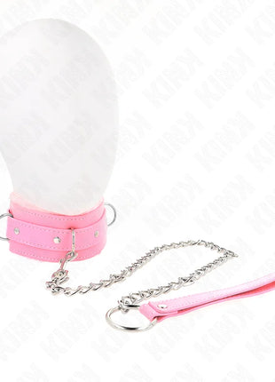 KINK - HALSBAND MIT LEINE 65 CM MIT EINSCHRÄNKUNGEN ROSA 36-42 CM X 5,5 CM