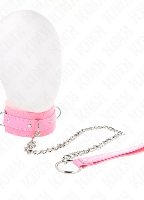 KINK - HALSBAND MIT LEINE 65 CM MIT EINSCHRÄNKUNGEN ROSA 36-42 CM X 5,5 CM