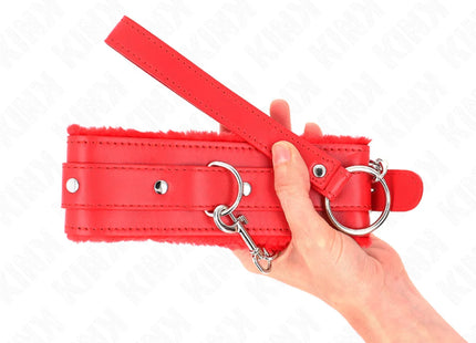 KINK - HALSBAND MIT LEINE 65 CM MIT EINSCHRÄNKUNGEN ROT 36-42 CM X 5,5 CM